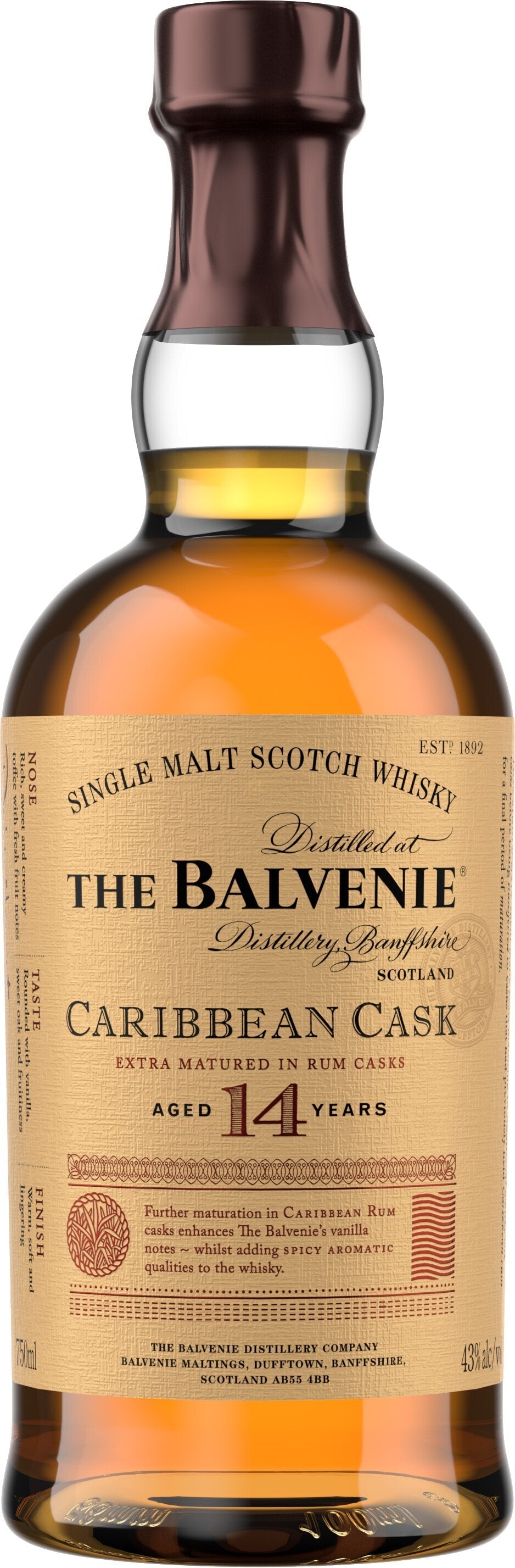 Balvenie 14 Year Caribbean Cask Single Malt Scotch Whisky — All Kosher