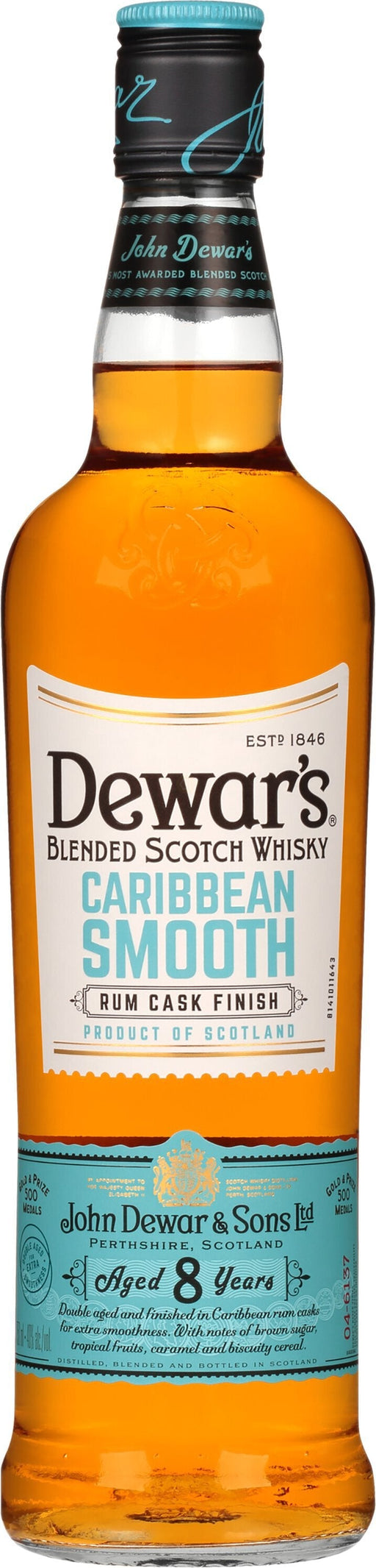 Dewars 8 Year Caribbean Smooth Rum Cask Finish Blended Scotch Whisky - All Kosher Wines - kosher